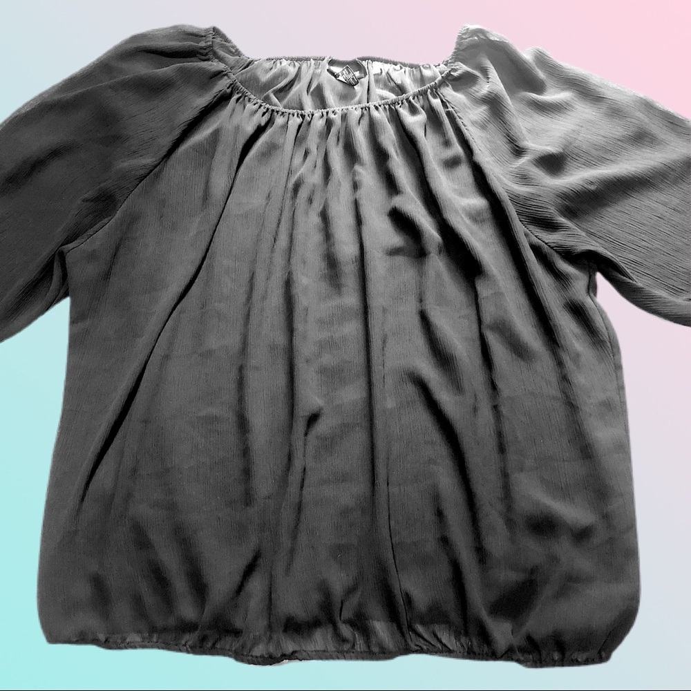 Lane Bryant Sheer Peasant Top - Picture 2 of 4
